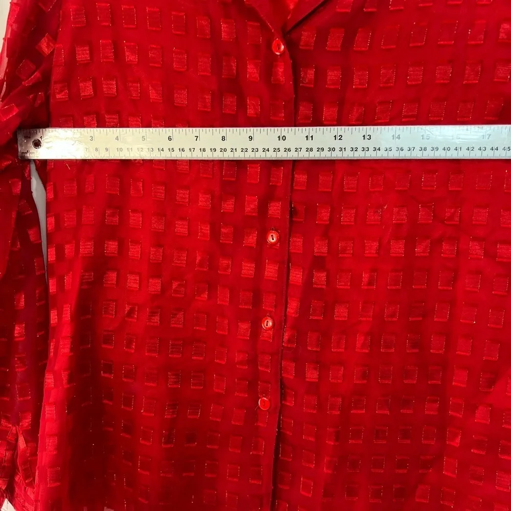 Alia Red Sheer Blouse - Picture 10 of 11